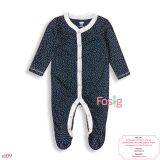  [3-6M] Sleepsuit Cúc Bấm Có Vớ Bé Gái ON - Đen Chấm Viền Trắng 