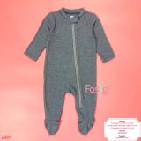  [3-6M] Sleepsuit Khóa Kéo Có Vớ Bé Trai ON - Xám Đen Nỉ 