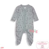  [0-6M] Sleepsuit Cúc Bấm Có Vớ ON Bé Gái - Xám Hoa Hồng 