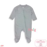  [0-6M] Sleepsuit Có Vớ Khóa Kéo Bé Trai ON - Xám Nhạt Trơn 