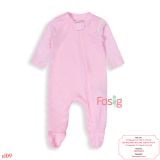  [0-6M] Sleepsuit Khóa Kéo Có Vớ Bé Gái ON - Hồng Nỉ 