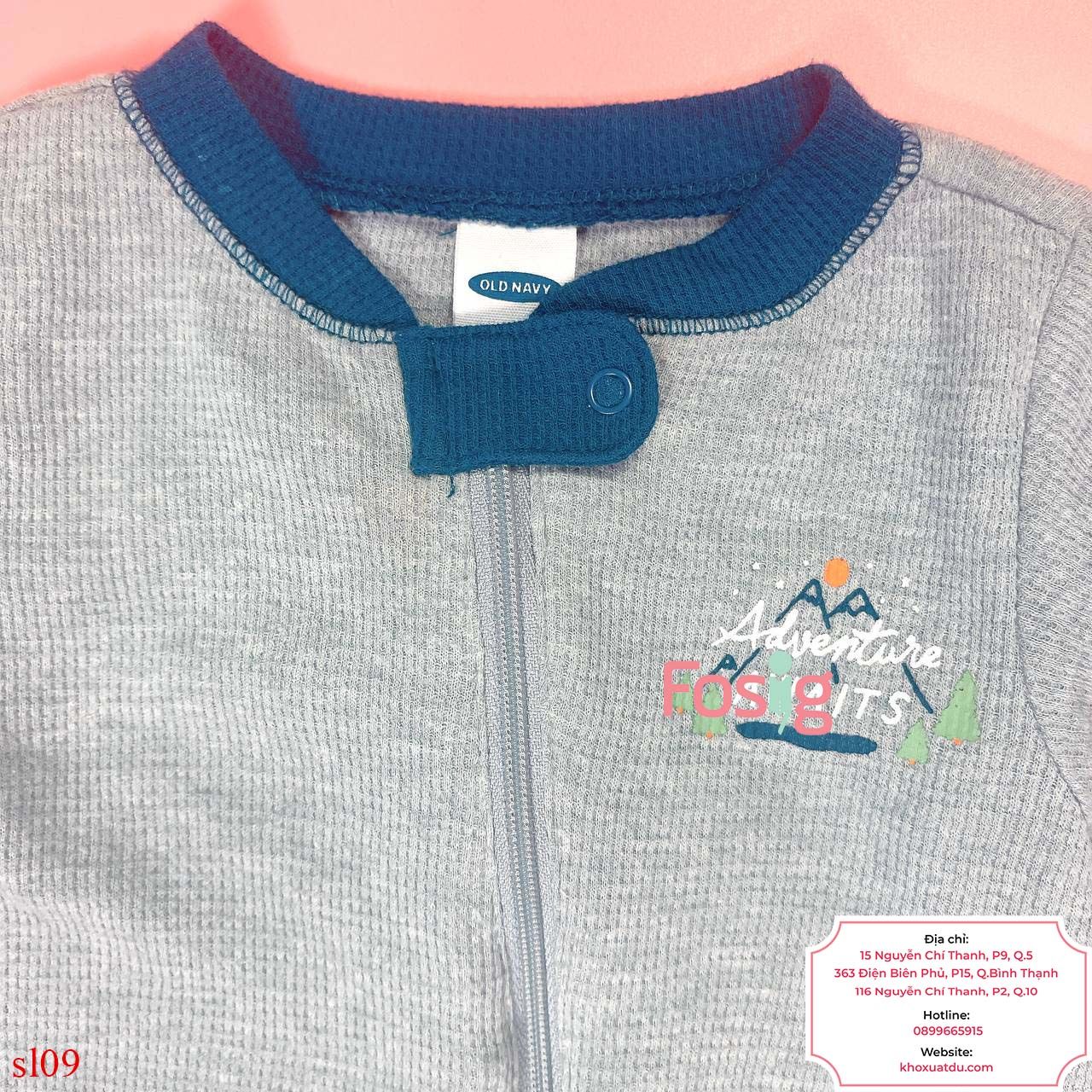  [0-6M] Sleepsuit Khóa Kéo Có Vớ Bé Trai ON - Xám Adventure 