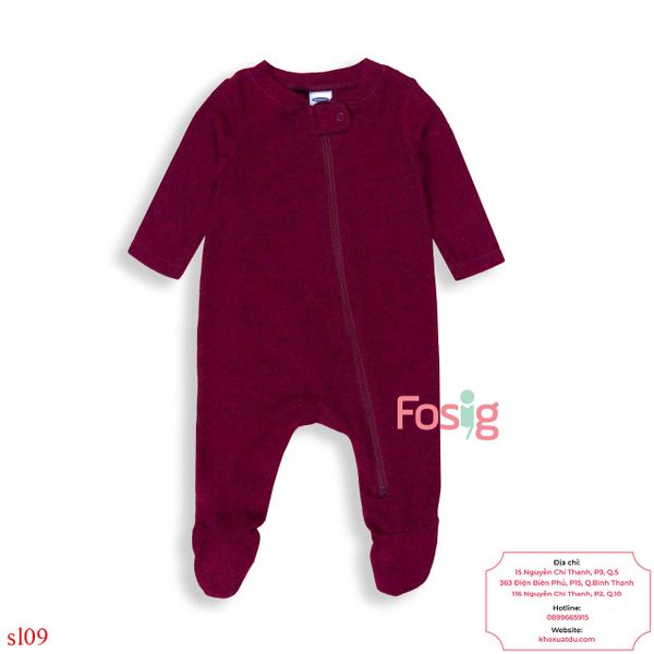  [0-6M] Sleepsuit Khóa Kéo Có Vớ Bé Trai ON - Đỏ Len 