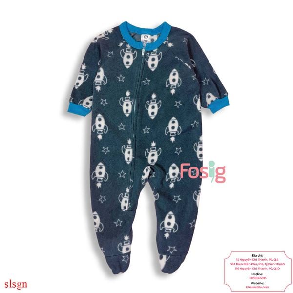  [9-12m] Sleepsuit Nỉ Bé Trai Gerber - Xám Tên Lửa 