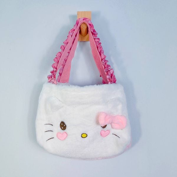  Túi Xách Lông Mịn Cho Bé Gái - Hello Kitty Nơ Hồng 