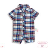  [7-14kg] Romper sơ mi Đùi  Bé Trai Gp - Caro Xanh Đỏ 