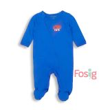  [3-6m] Sleepsuit Khóa Kéo Có Vớ OK Bé Trai - Xanh Dương Super 