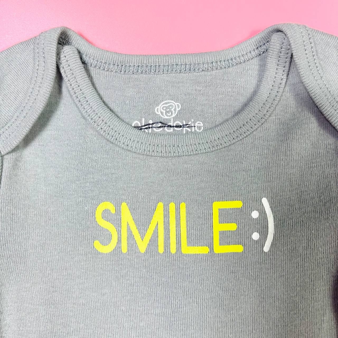  [0-3m, 9-12m] Bodysuit Tay Ngắn Bé Trai OD - Xám Smile 