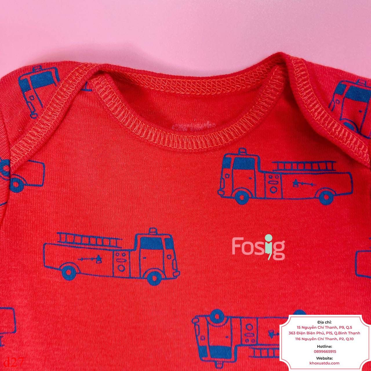  [4-7.5kg; 3m-9m] Bodysuit Tay Ngắn Bé Trai Cter50 - Đỏ Xe Cứu Hỏa 