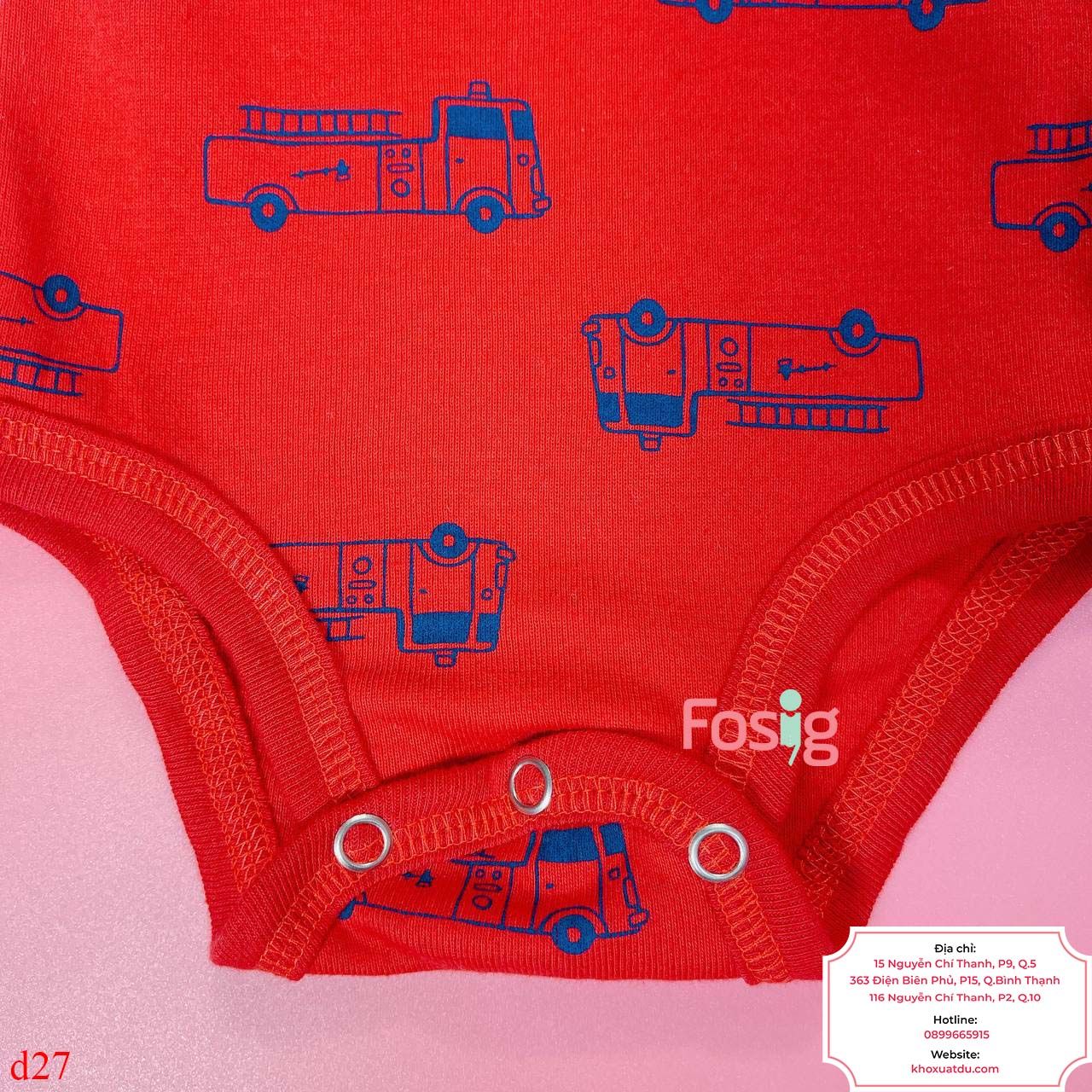  [4-7.5kg; 3m-9m] Bodysuit Tay Ngắn Bé Trai Cter50 - Đỏ Xe Cứu Hỏa 