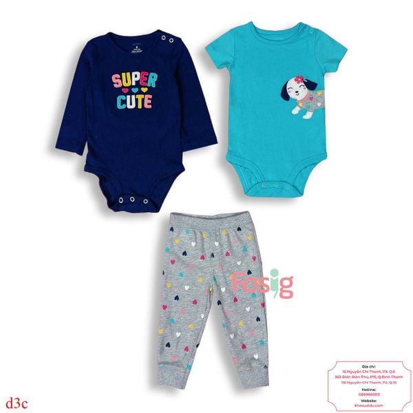  [5-8kg; 11-12kg 3m-9m; 18m] Set 3 Bé Gái cter kqct - Xanh Trời cún dễ thương 