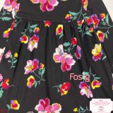  [9-12kg; 16-17kg] Đầm Cotton Tay Dài ON Bé Gái - Đen Hoa Tím Vàng 