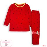  [13-16kg] Set Đồ Bộ Dài Xuất Hàn Bé Trai - Đỏ Noel Cổ Vàng 