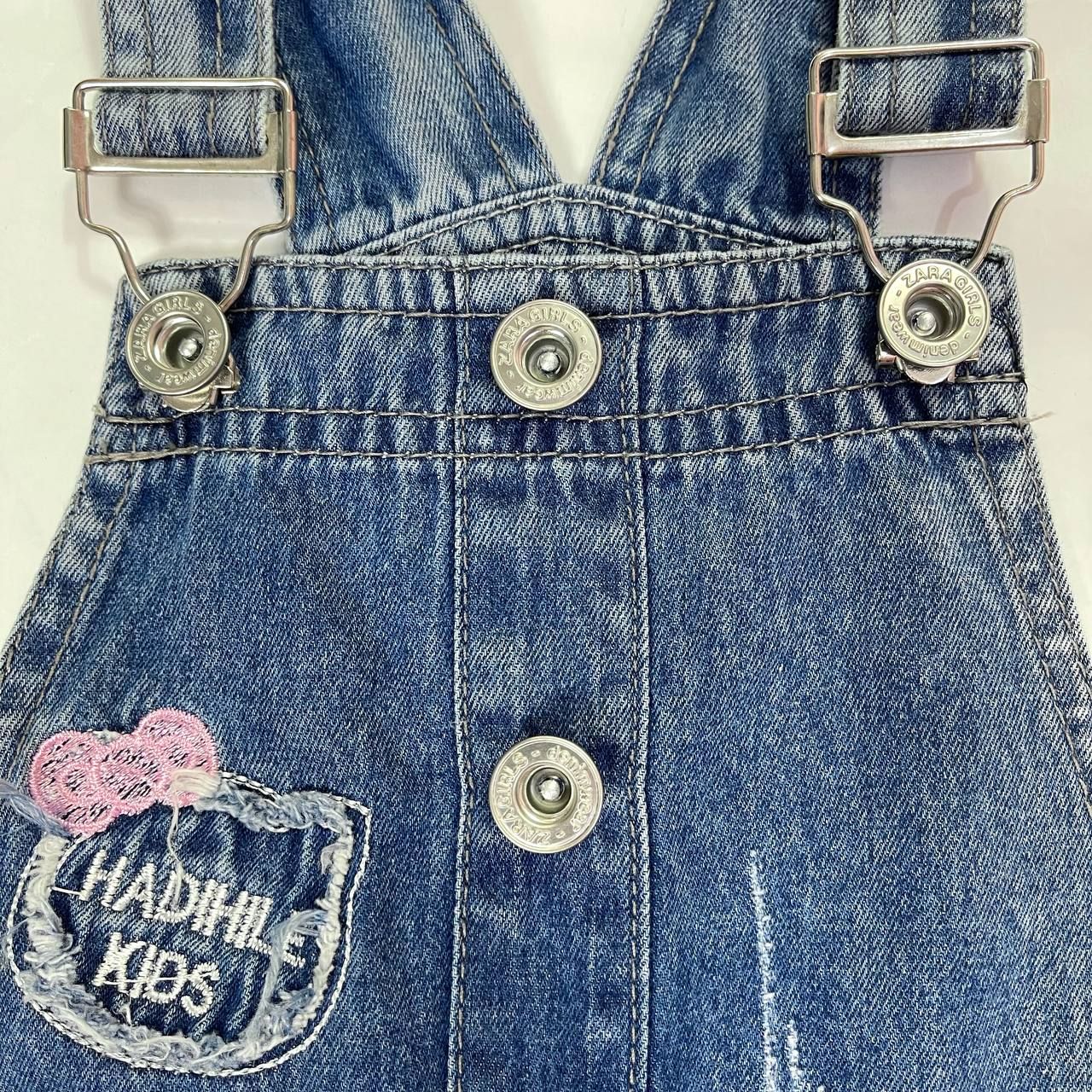  [12m-4T] Yếm Đầm Jean Bé Gái ZR - Xanh Jean Kitty 