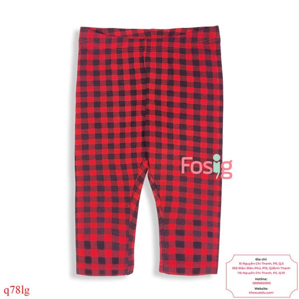  [4-6m; 12-18m] Quần Thun legging Bé Gái HM - Đỏ Caro Đen 