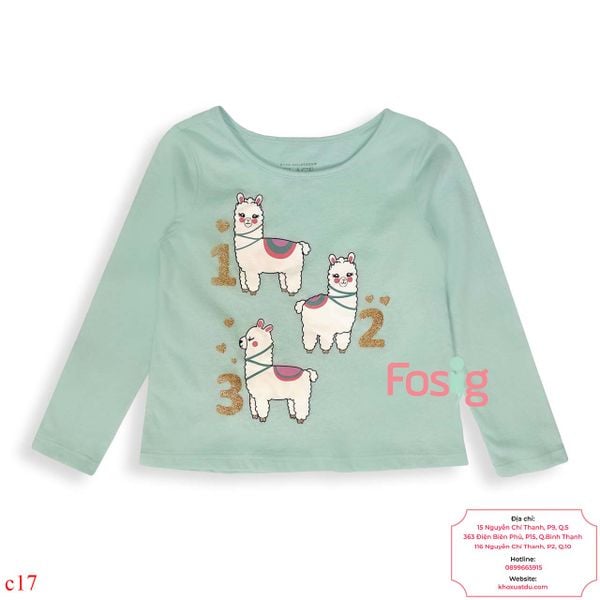 [13-16kg] Áo Thun Tay Dài Bé Gái PL - Xanh Lạc Đà 