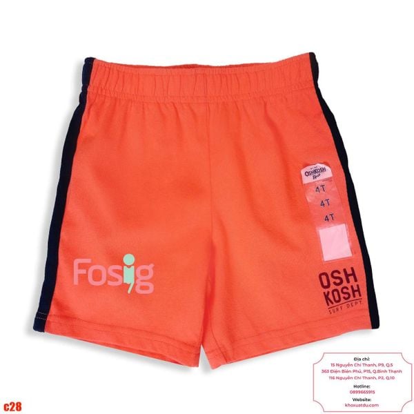  [6m-9m ; 3-4T] Quần Short Cotton Bé Trai Oskos - Cam Viền Đen 