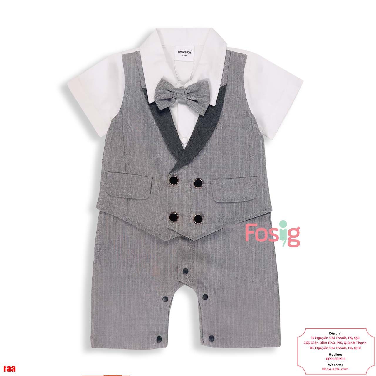  [5-9kg] Set Giả Vest Công Tử Bé Trai - Xám 8505 