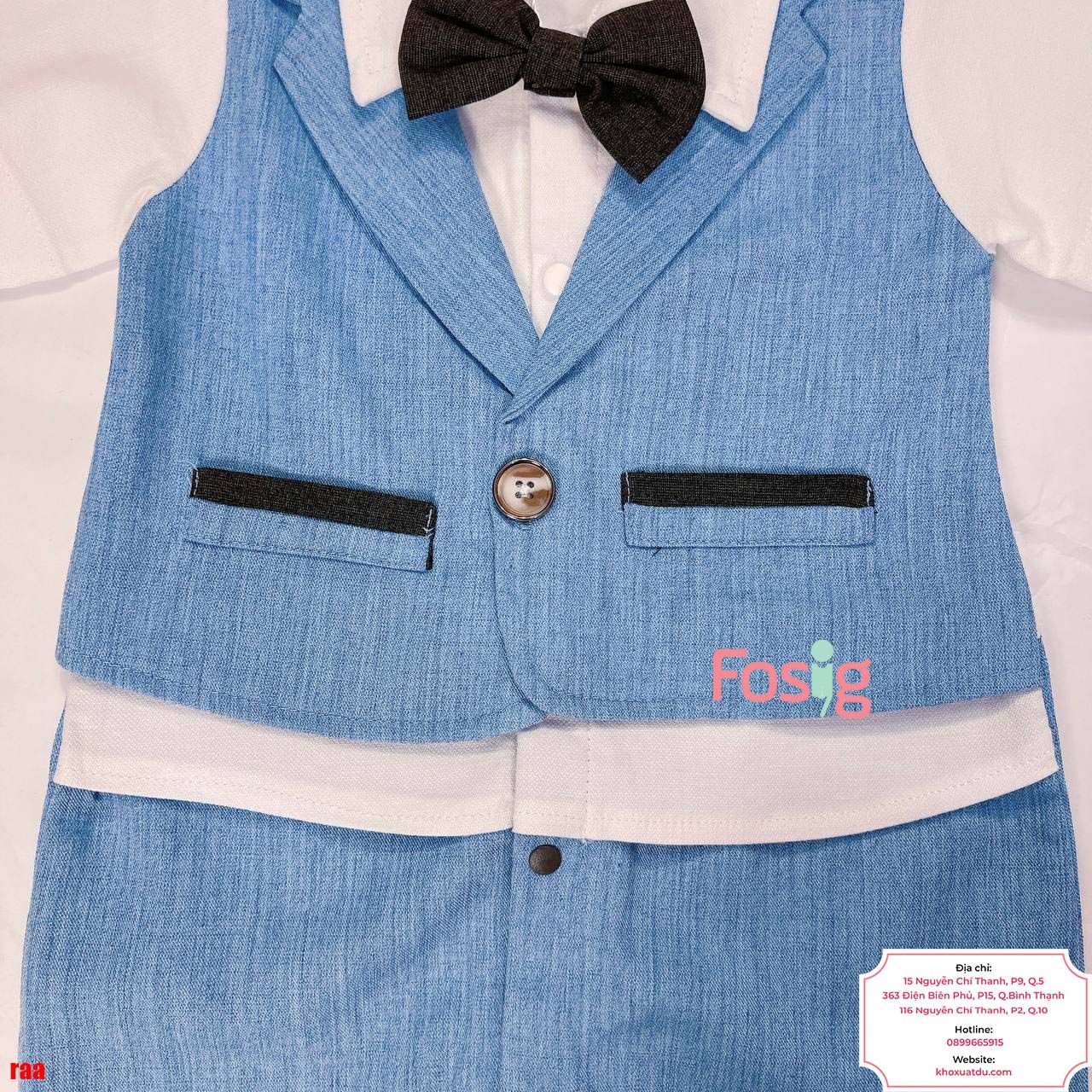  [5-9kg] Set Giả Vest Công Tử Bé Trai - Xanh Nơ Đen 