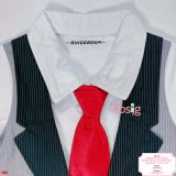  [5-11kg] Set Giả Vest Công Tử Bé Trai - Xám Sọc Nơ Đỏ 