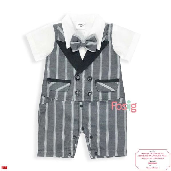  [5-9kg] Set Giả Vest Công Tử Bé Trai - Xám Sọc Xanh TN 