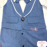  [5-8kg] Set Giả Vest Công Tử Bé Trai - Trắng Xanh Sọc 