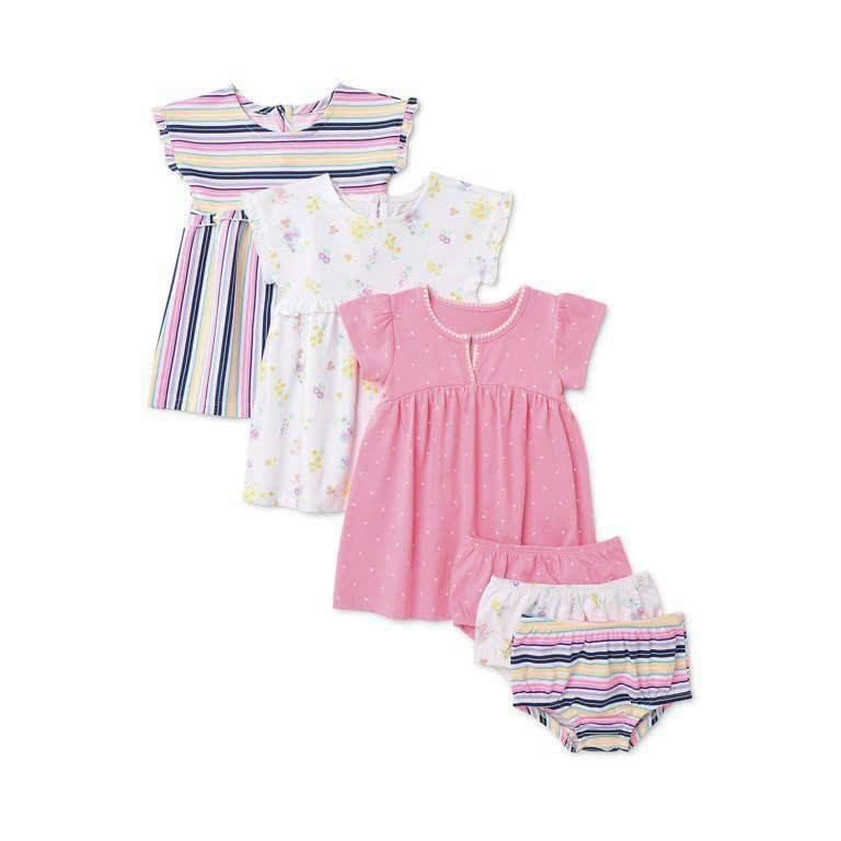  [4-8kg 17-19kg] Set 2 Đầm Thun Cotton Tay Ngắn Bé Gái - Combo màu ngẫu nhiên 