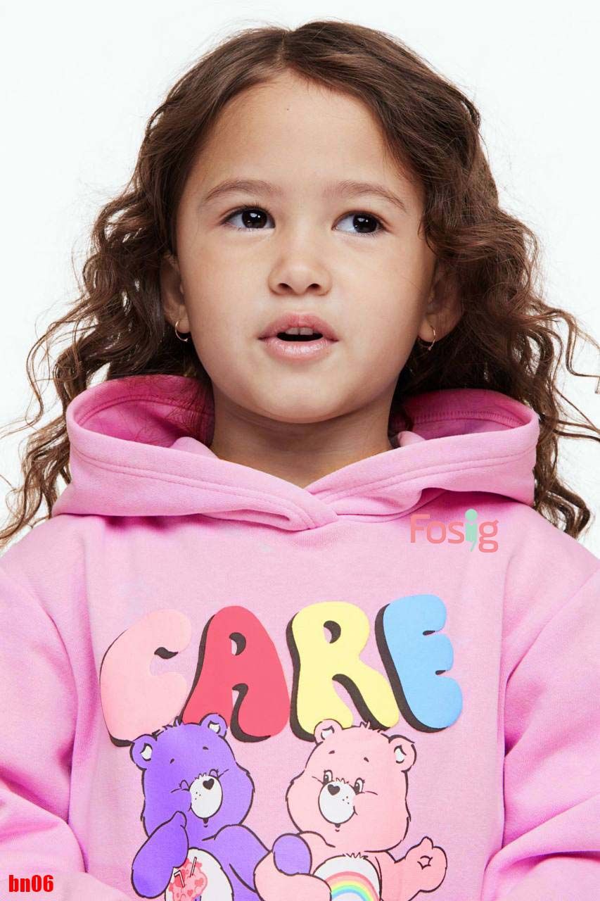  [11-14kg] Set Đồ Bộ Dài Nỉ Hoodie HM Bé Gái - Hồng Gấu 