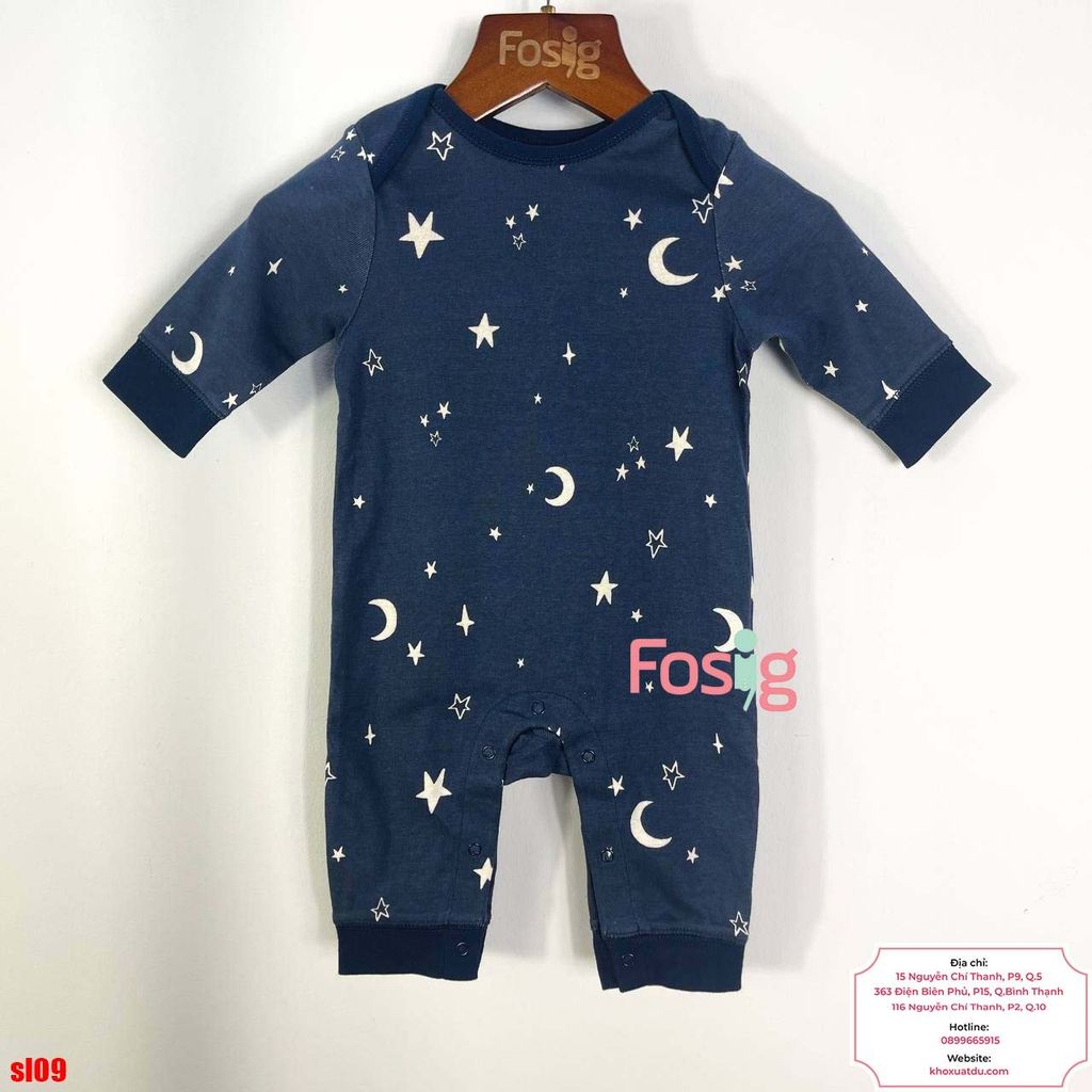  [0-12M] Sleepsuit ON Bé Trai - Navy Trăng Sao 