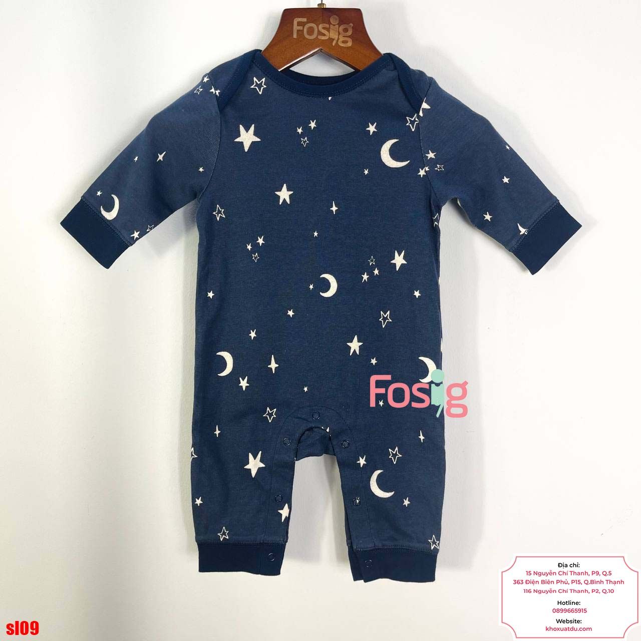  [3-6m] Sleepsuit ON Bé Trai - Navy Trăng Sao 