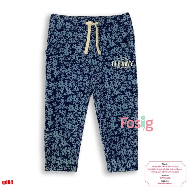  [9-10kg; 12-13kg] Quần Jogger Nỉ ON Bé Gái - Navy Hoa Xanh 