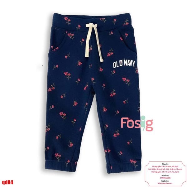  [9-10kg] Quần Jogger Nỉ ON Bé Gái - Navy Hoa Hồng 