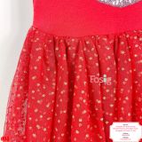  [15-19kg] Đầm Cánh Tiên Voan Công Chúa - Đỏ Mèo Chấm Nhỏ 