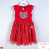  [15-19kg] Đầm Cánh Tiên Voan Công Chúa - Đỏ Mèo Chấm Nhỏ 