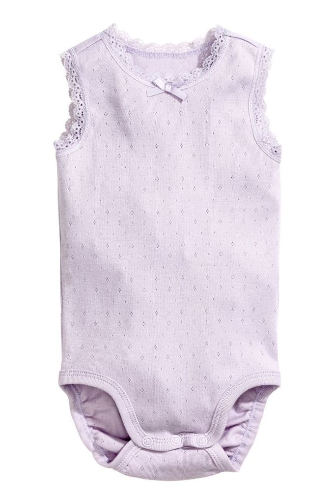  [12-18M ; 1-3T] Bodysuit 3 Lỗ HM Bé Gái - Tím Ren 