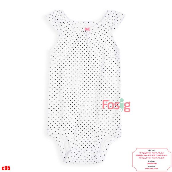  [6-9M ; 18M] Bodysuit Cánh Tiên Bé Gái Cter50 - Trắng Tim Nhỏ 