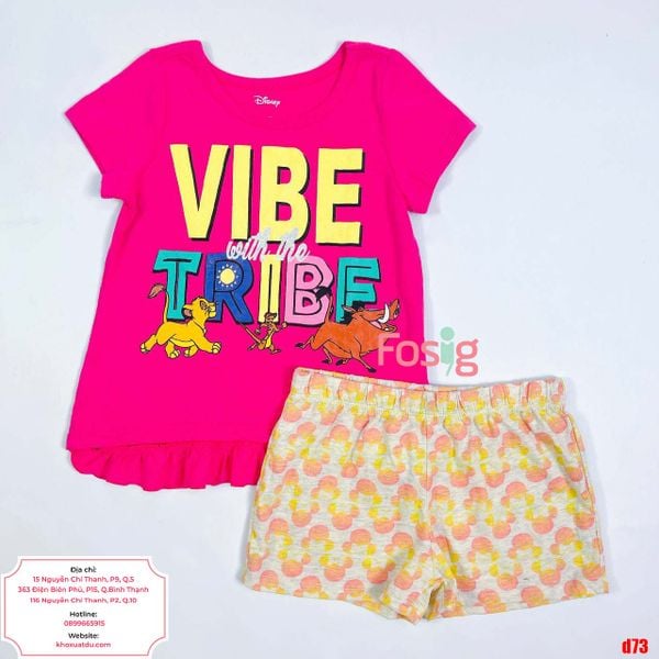  [14-15kg] Set Đồ Bộ Đùi Bé Gái DN - Hồng Vibe Quần Xám 