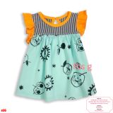  [0-6m] Đầm Cotton Cánh Tiên Bé Gái CJ - Sọc Đen Xanh 