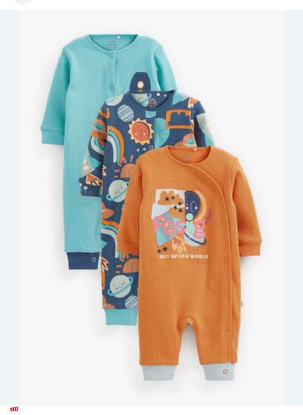  [nb] Sleepsuit Không Vớ Cúc Bấm Nxt Bé Trai - Cam Tên Lửa 