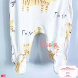  [nb-6m] Sleepsuit Có Vớ Cúc Bấm Nxt Bé Trai - Trắng Hổ 