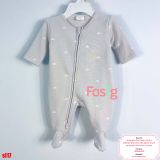  [3-4kg ; 13-14kg] Sleepsuit Nỉ Có Vớ Khóa Kéo Nxt Bé Trai - Xám Mây Nhỏ 