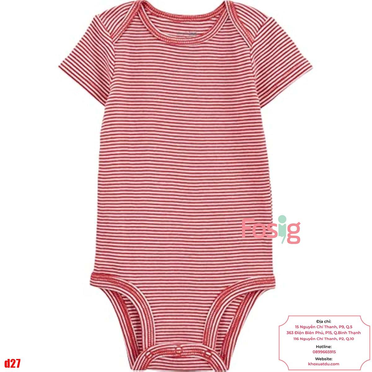  [0-24m] Bodysuit Tay Ngắn Bé Trai Cter50 - Sọc Đỏ Nhỏ 