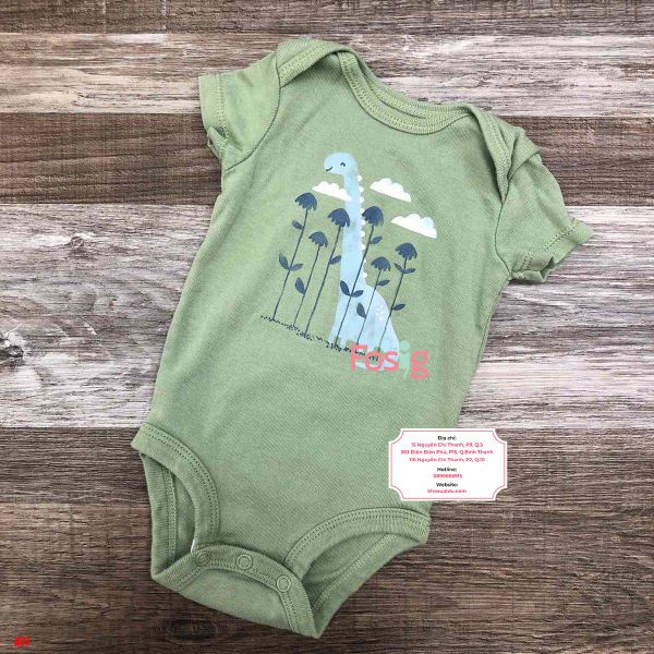  [0-3M] Bodysuit Tay Ngắn Bé Trai Cter50 - Xanh Rêu KL Xanh 