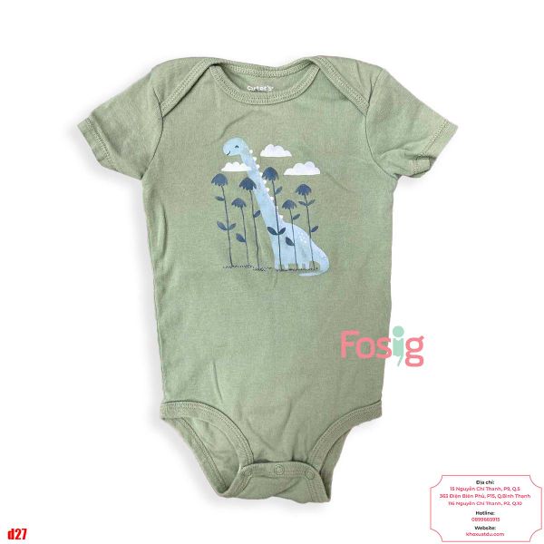  [0-3M] Bodysuit Tay Ngắn Bé Trai Cter50 - Xanh Rêu KL Xanh 