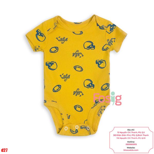  [0-3m ; 12m ; 24m] Bodysuit Tay Ngắn Bé Trai Cter50 - Vàng Qủa Bóng 