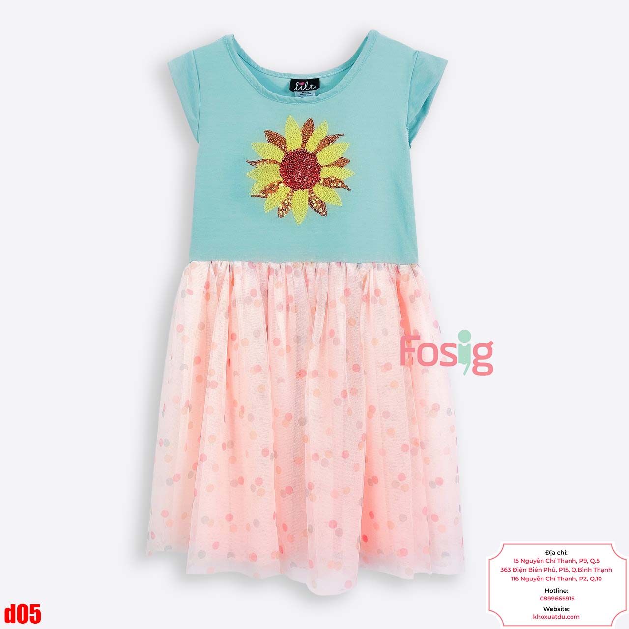  [16-17kg] Đầm Cánh Tiên Voan Công Chúa - Xanh Hoa Voan Hồng 