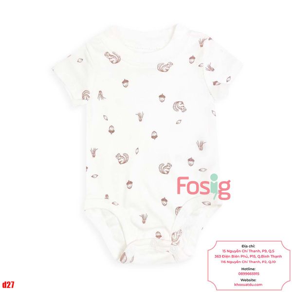  [0-24M] Bodysuit Tay Ngắn Bé Trai Cter50 - Trắng Sóc Nâu 