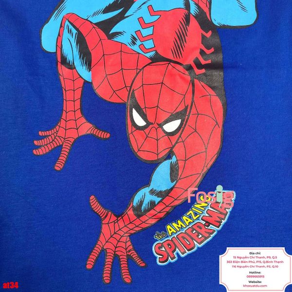  [27-35kg] Áo Thun Tay Ngắn Bé Trai HM140 - Xanh Dương Spiderman 