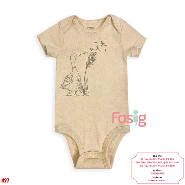  [0-24M] Bodysuit Tay Ngắn Bé Trai Cter50 - Nâu Vịt Hoa 