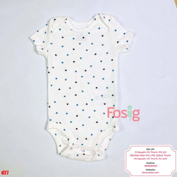  [0-3M ; 12M] Bodysuit Tay Ngắn Bé Trai Cter50 - Trắng Chim Én 